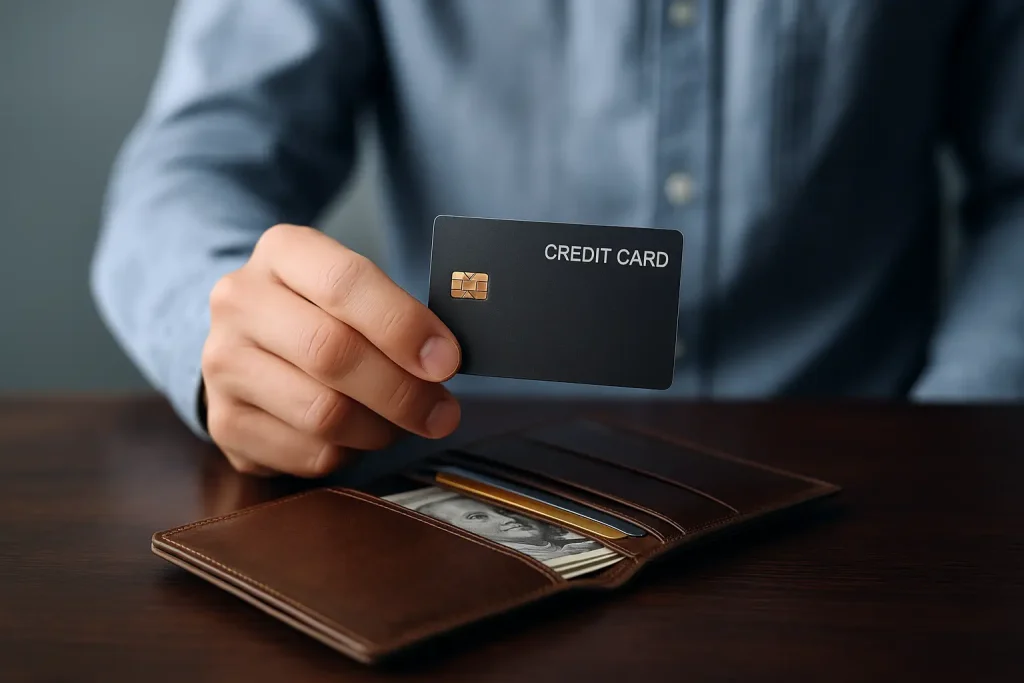 Premium credit cards in the U.S. shown with a luxury card on a wallet, symbolizing security and exclusive financial benefits